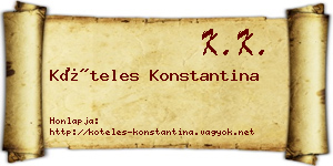 Köteles Konstantina névjegykártya